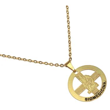 Imagem de Colar Minha Profissão Biomedicina Biomédico Folheado 18k