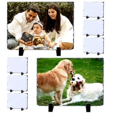 Imagem de NAWEZ Pacote Com 8 Placas De Ardósia Para Sublimação, Placa Foto Memorial 5 X 7, Moldura Pedra Personalizada