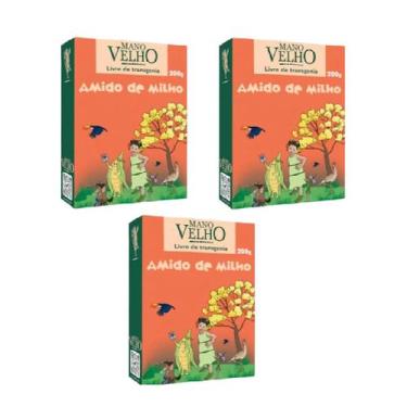 Imagem de Kit 3 Amido Milho Não Transgênicos S Glúten Mano Velho 600g