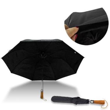 Imagem de Guarda Chuva Automático Grande Reforçado Com Cabo De Madeira Linha Pre