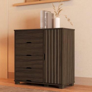 Imagem de Comoda Bela com 1 Porta e 4 Gavetas 100% Mdf Chocolate