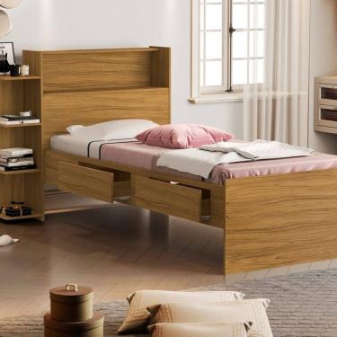 Imagem de Cama Solteiro Baú com 2 Gavetas Isa Marrom