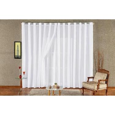 Imagem de Cortina Sala Voal Liso Com Forro Microfibra Branco 6,00X2,80 - B.F Con