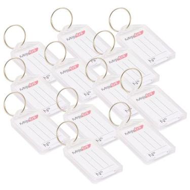 Imagem de Kit 12 Chaveiro de Plástico Branco com Abertura e Etiqueta Pautada par