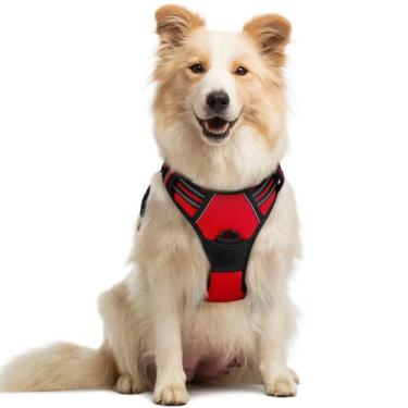 Imagem de Arnês para cães rabbitgoo No Pull, ajustável, vermelho para cães médio