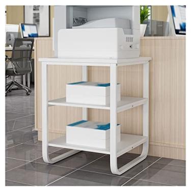 Imagem de FTOQWZXV Mesa para impressora, suporte de impressora de 3 andares, luminária de metal, escritório, mesa de fax, scanner, suporte de escritório, prateleira de armazenamento, suporte para impressora