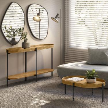 Imagem de Conjunto Aparador e Mesa de Centro Monaco com Pés metálicos Linea Brasil