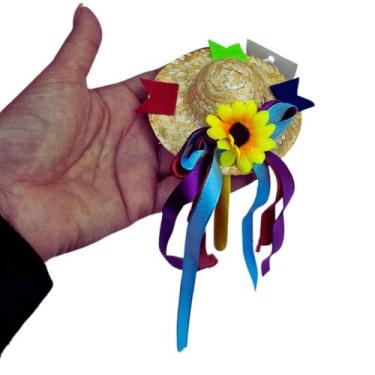 Imagem de Tiara Chapéu Palha Festa Junina Caipira Laços Girassol Luxo - sm decor