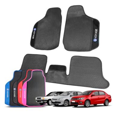 Imagem de Tapete Automotivo Voyage G8 G7 G6 G5 G1 Borracha 3 Peças Detalhe em Carpete Personalizado Voyage 1991 a 2023 Quadrado (Vermelho)