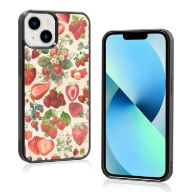 Imagem de Onemiliayears Capa de telefone fofa fruta morango: Kawaii primavera colorida retrô estética compatível com iPhone 13/14 para mulheres e meninas (iPhone 13/14)