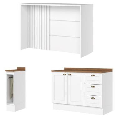 Imagem de Bancada E Balcao Gourmet 146cm CE817 Americana Branco Nature Henn, Bra