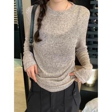 Imagem de Camiseta Feminina Sexy Transparente - Manga Comprida, Gola Redonda, Ma