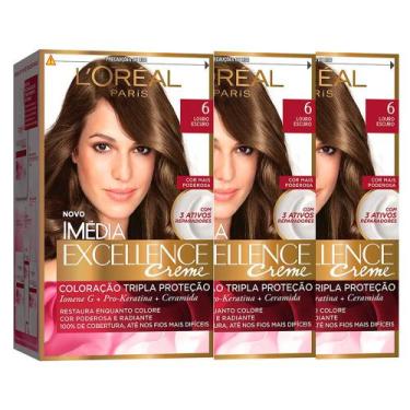 Imagem de L'Oréal Paris Coloração Imédia Excellence 6 Louro Escuro Kit - 3 Unida