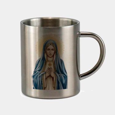 Imagem de Caneca de Inox Premium Prateada 400ml Santo Nossa Senhora de Fatima Ig