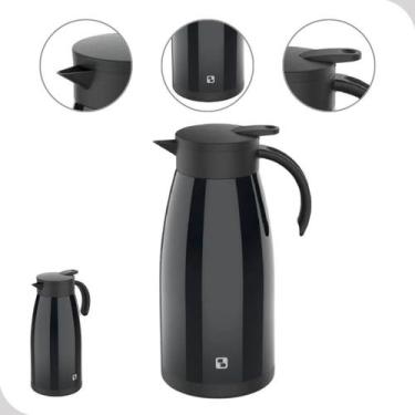 Imagem de Bule Termico Garrafa de Café Chá 1L Preta Alça Gatilho Soprano