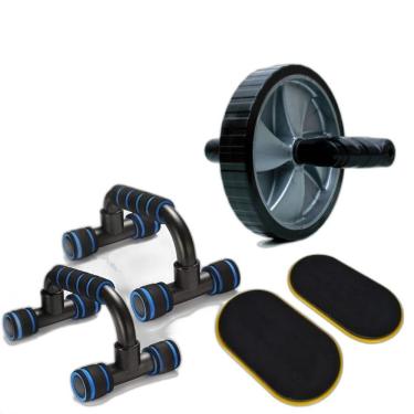 Imagem de Kit Funcional Rolo Roda Com Apoio Abwheel Fit + Slide Disc