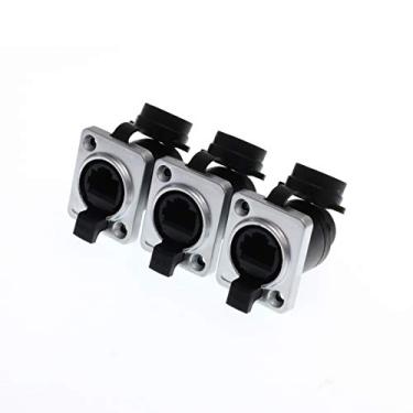 Imagem de DRRI 2 peças conectores à prova d'água RJ45 conectores fêmea Ethernet conector IP65, 3pcs RJ45 Black