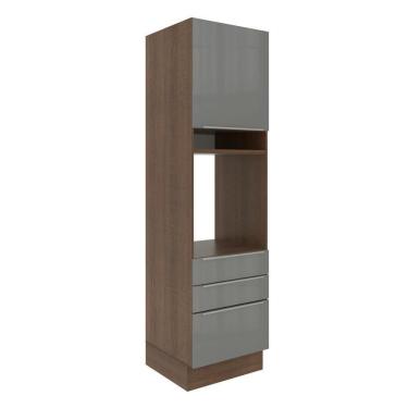 Imagem de Torre Quente Madesa Lux 60 Cm 1 Porta 3 Gavetas Rustic/cinza