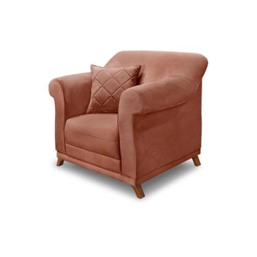 Imagem de Poltrona Decorativa C/1 Almofada Veludo Cobre
