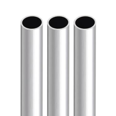 Imagem de DTGN Tubo redondo de alumínio sem costura de 30 x 2 x 1,7 cm (CxODxID) - Pacote com 3 - Bom para artesanato DIY - Tubo reto de alumínio 6063 - Prata