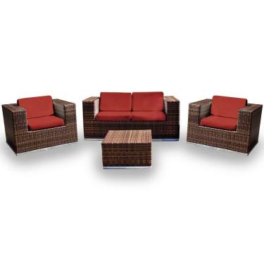 Imagem de Conjunto De 1 Sofá + 2 Poltronas + 1 Mesa Centro Vermelho