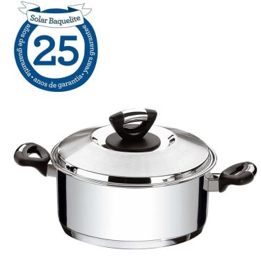 Imagem de Caçarola Rasa Tramontina Solar Baquelite Inox 24Cm Preto Com Inox