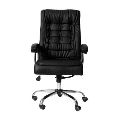 Imagem de Cadeira De Escritório Big Presidente Pu Preta Base Giratória Cromada Altura Ajustável