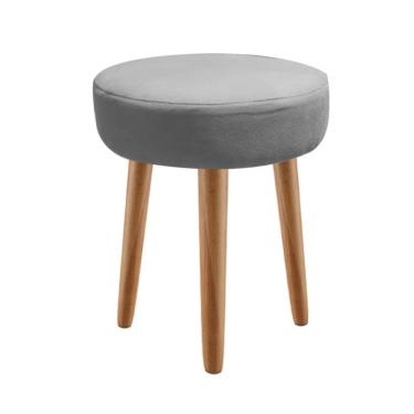 Imagem de Kit 08 Banqueta Alta Julya Industrial 55Cm Pé Palito Carvalho Corino Cinza - Amey Decor