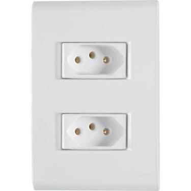 Imagem de Conjunto 2 Tomadas 2p+t 10a-250v Liz Branco Tramontina Branco - 250v