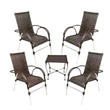 Imagem de Kit 4 Cadeiras Vênus E Mesa De Centro Garden Trama Original Pedra Ferro