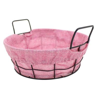 Imagem de Cesto Multiuso Porta Frutas Aço Inox Rosa Fruteira 25cm