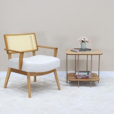 Imagem de Mesa Apoio Onix Baixa Metal E Madeira Amêndoa-cobre