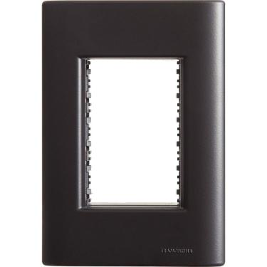 Imagem de Placa 3 Postos 4x2 Tramontina Giz Preta Soft Touch Suporte Tramontina