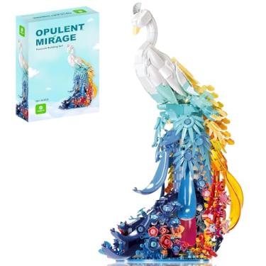 Imagem de ZONECYTD Peacock Building Sets Animal with Flowers Art and Light for Adults Home Decor Collection