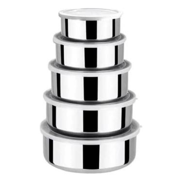 Imagem de Conjunto de Potes Herméticos Bavaria em Aço Inox, 5 Peças com Tampa, 310ml a 1,5L