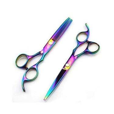 Imagem de Tesouras Profissionais para Cabelo em Aço Inox, Kit Completo, Furta Cor