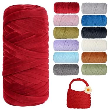 Imagem de Fio grosso grosso para tricô, fio de tubo gigante de lã de cristal macio para projetos de kintting à mão - cobertor, cama de animais de estimação, travesseiro e bolsas (vermelho escuro, 65,5 jardas)