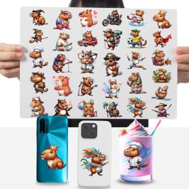 Imagem de Cartela Adesivos Capivara Capybara DTF UV Prova D'Água - Graviarte