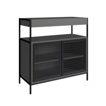 Imagem de Armário Gabinete de Banheiro 80cm Estilo Industrial com 2 Portas P1038 Preto/Grafite sem Cuba