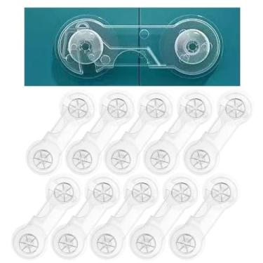 Imagem de ANRACHEL Travas De Porta Armário Para Segurança Bebês E Crianças, Geladeira Infantil, Com Adesivo Gavetas, Armários, Forno, Despensa, Trava Crianças (Transparente, 10 Peças)