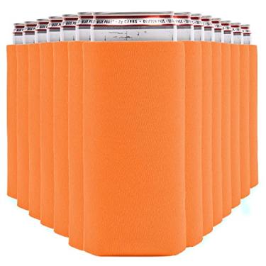 Imagem de CURRENT CO. Mangas Térmicas Finas Para Latas (Pacote Com 14) Koolie Macio Refrigerantes White Claw E Cerveja - Projetos De Vinil Htv Blanks Koolies Altas (Laranja)
