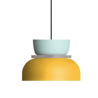 Imagem de DJAMEL Luminária Pendente Moderna Macaron, Lustre De Ferro Colorido, Estilo Nórdico, Redondo, Alumínio, Para Cozinha, Ilha, Sala Jantar, Quarto Infantil (Verde + Amarelo, Tamanho C)