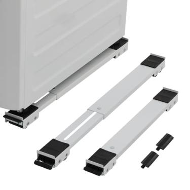 Imagem de LUCKUP Rolos Para Eletrodomésticos De Alta Resistência, Suporte Extensível Máquina Lavar, Móveis, Base Geladeira Móvel, Lavadora E Secadora 660 Lbs, Branco