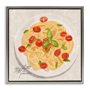 Imagem de Stupell Industries Arte de parede em tela flutuante com moldura de refeição de espaguete italiano cinza por Juliet Rose Philips, 45,7 x 45,7 cm