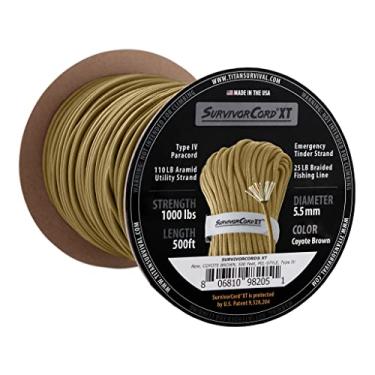 Imagem de SurvivorCord Paracord De Sobrevivência Patenteado Da Titan Survival 1000 Lb, Fabricado Nos Eua - Cordão 750 Estilo Militar Com Acendedor Fogo, Linha Pesca E Fios Kevlar. Comprimentos Corda Acampamen