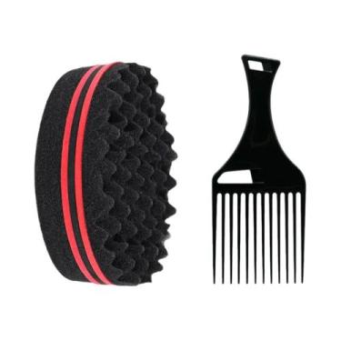 Imagem de Escova De Cabelo Afro Curl Magic Twist Dupla Face Com Esponja De Furos