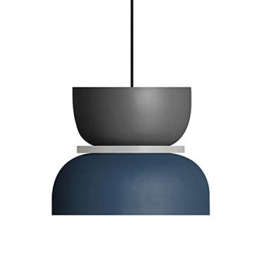 Imagem de DJAMEL Luminária Pendente Moderna Macaron, Lustre De Ferro Colorido, Estilo Nórdico, Redondo, Alumínio, Para Cozinha, Ilha, Sala Jantar, Quarto Infantil (Cinza + Azul, B-Médio)