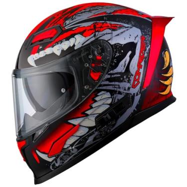 Imagem de Comrider Capacete De Motocicleta Adulto Full Face Com Viseira Dupla Para Motociclistas Rua Fivela Pressão E Aprovação Dot (Vermelho, Médio)