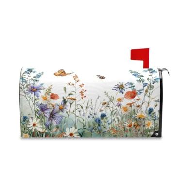 Imagem de senya Capas Para Caixas De Correio Primavera, Flores Silvestres, Borboletas, Botânicas, Capa Caixa Tecido Oxford Com Faixa Magnética Decoração Jardim E Quintal