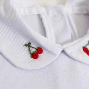 Imagem de Body Bebê Bordado Rococó Manga comprida - GiloloBaby, Branco, Cereja, 